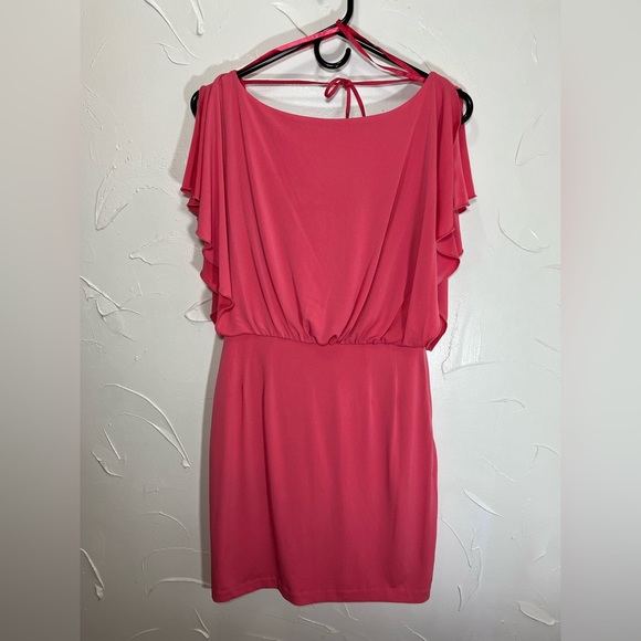 Jessica Simpson Coral Mini V Swoop Back Dress SZ 6 - Picture 4 of 6